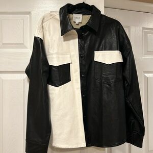 Black and white pleather shirt/jacket